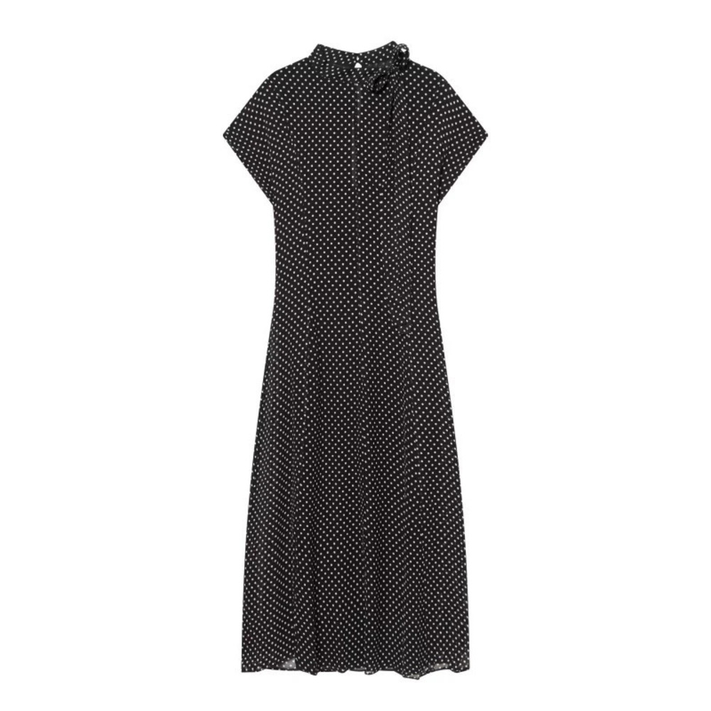 ZARA Fashionable Bow Detail Polka Dot Dress